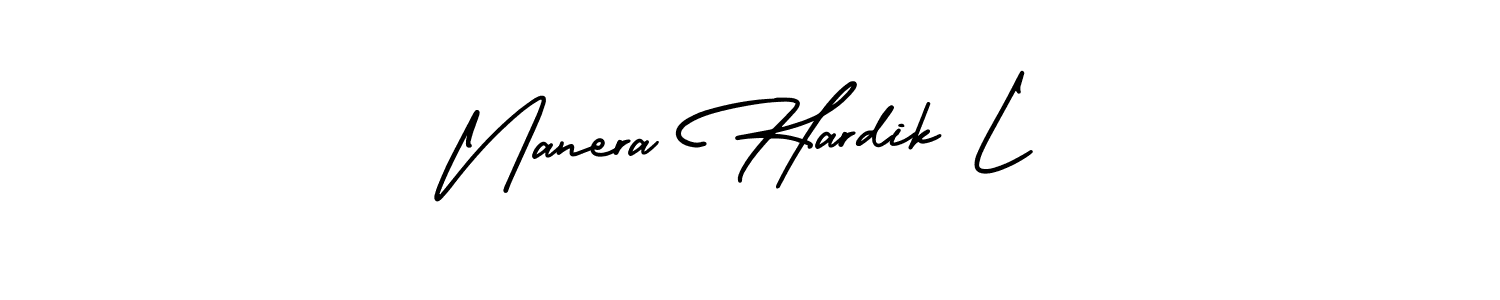 How to make Nanera Hardik L name signature. Use AmerikaSignatureDemo-Regular style for creating short signs online. This is the latest handwritten sign. Nanera Hardik L signature style 3 images and pictures png