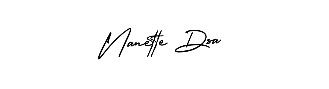 It looks lik you need a new signature style for name Nanette Dsa. Design unique handwritten (AmerikaSignatureDemo-Regular) signature with our free signature maker in just a few clicks. Nanette Dsa signature style 3 images and pictures png