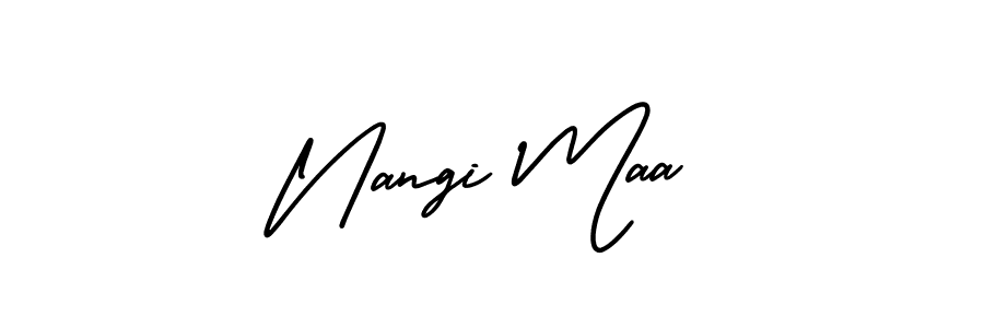 AmerikaSignatureDemo-Regular is a professional signature style that is perfect for those who want to add a touch of class to their signature. It is also a great choice for those who want to make their signature more unique. Get Nangi Maa name to fancy signature for free. Nangi Maa signature style 3 images and pictures png