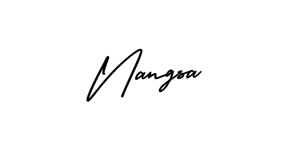 You should practise on your own different ways (AmerikaSignatureDemo-Regular) to write your name (Nangsa) in signature. don't let someone else do it for you. Nangsa signature style 3 images and pictures png