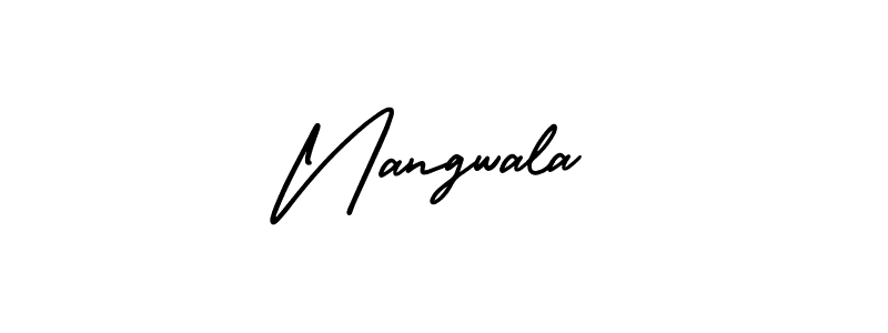 You should practise on your own different ways (AmerikaSignatureDemo-Regular) to write your name (Nangwala) in signature. don't let someone else do it for you. Nangwala signature style 3 images and pictures png