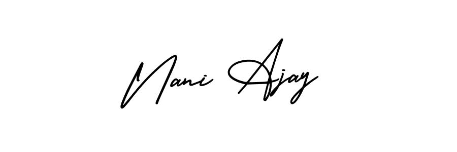 The best way (AmerikaSignatureDemo-Regular) to make a short signature is to pick only two or three words in your name. The name Nani Ajay include a total of six letters. For converting this name. Nani Ajay signature style 3 images and pictures png