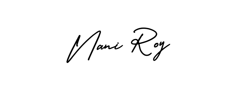 The best way (AmerikaSignatureDemo-Regular) to make a short signature is to pick only two or three words in your name. The name Nani Roy include a total of six letters. For converting this name. Nani Roy signature style 3 images and pictures png