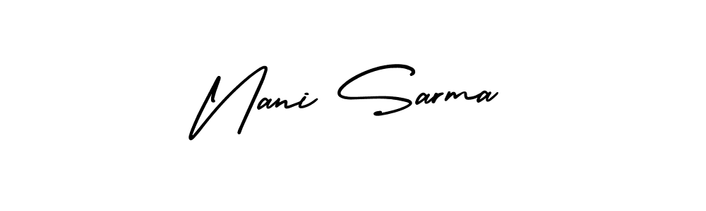 Make a short Nani Sarma signature style. Manage your documents anywhere anytime using AmerikaSignatureDemo-Regular. Create and add eSignatures, submit forms, share and send files easily. Nani Sarma signature style 3 images and pictures png