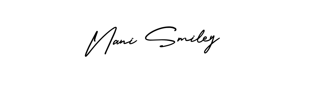 How to make Nani Smiley name signature. Use AmerikaSignatureDemo-Regular style for creating short signs online. This is the latest handwritten sign. Nani Smiley signature style 3 images and pictures png