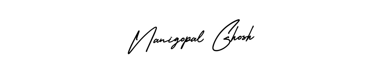 The best way (AmerikaSignatureDemo-Regular) to make a short signature is to pick only two or three words in your name. The name Nanigopal Ghosh include a total of six letters. For converting this name. Nanigopal Ghosh signature style 3 images and pictures png