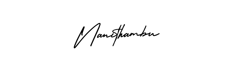 Design your own signature with our free online signature maker. With this signature software, you can create a handwritten (AmerikaSignatureDemo-Regular) signature for name Nanithambu. Nanithambu signature style 3 images and pictures png