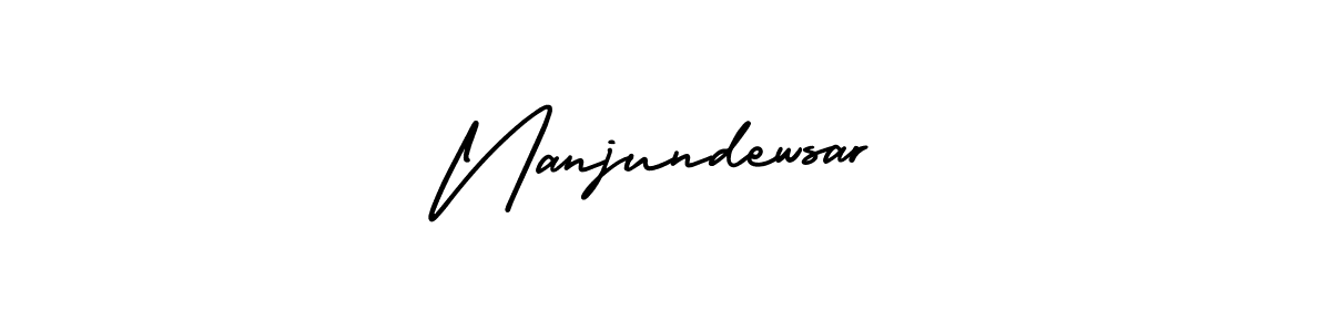 This is the best signature style for the Nanjundewsar name. Also you like these signature font (AmerikaSignatureDemo-Regular). Mix name signature. Nanjundewsar signature style 3 images and pictures png