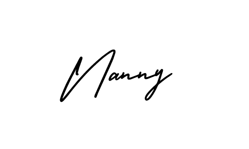 You should practise on your own different ways (AmerikaSignatureDemo-Regular) to write your name (Nanny) in signature. don't let someone else do it for you. Nanny signature style 3 images and pictures png