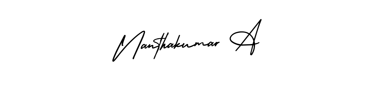 Use a signature maker to create a handwritten signature online. With this signature software, you can design (AmerikaSignatureDemo-Regular) your own signature for name Nanthakumar A. Nanthakumar A signature style 3 images and pictures png