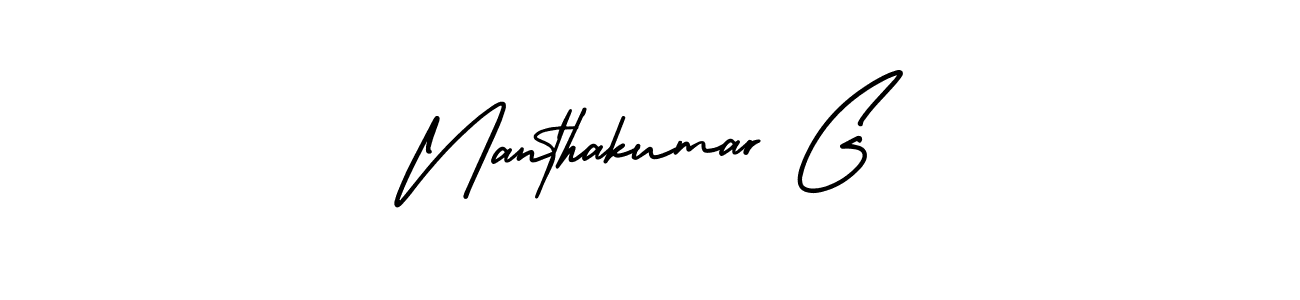 You should practise on your own different ways (AmerikaSignatureDemo-Regular) to write your name (Nanthakumar G) in signature. don't let someone else do it for you. Nanthakumar G signature style 3 images and pictures png