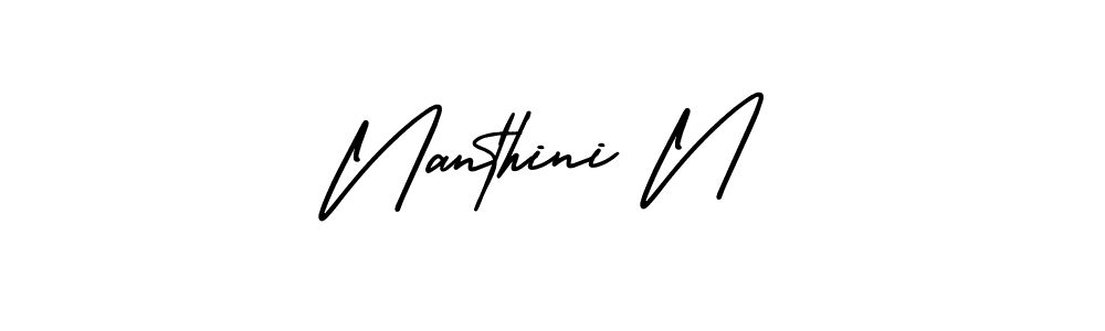 Make a beautiful signature design for name Nanthini N. Use this online signature maker to create a handwritten signature for free. Nanthini N signature style 3 images and pictures png