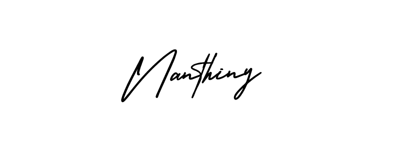 Nanthiny stylish signature style. Best Handwritten Sign (AmerikaSignatureDemo-Regular) for my name. Handwritten Signature Collection Ideas for my name Nanthiny. Nanthiny signature style 3 images and pictures png