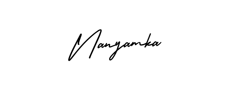 You should practise on your own different ways (AmerikaSignatureDemo-Regular) to write your name (Nanyamka) in signature. don't let someone else do it for you. Nanyamka signature style 3 images and pictures png