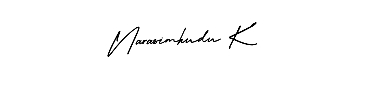 The best way (AmerikaSignatureDemo-Regular) to make a short signature is to pick only two or three words in your name. The name Narasimhudu K include a total of six letters. For converting this name. Narasimhudu K signature style 3 images and pictures png