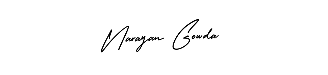 How to make Narayan Gowda name signature. Use AmerikaSignatureDemo-Regular style for creating short signs online. This is the latest handwritten sign. Narayan Gowda signature style 3 images and pictures png