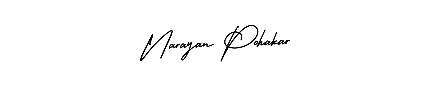 You should practise on your own different ways (AmerikaSignatureDemo-Regular) to write your name (Narayan Pohakar) in signature. don't let someone else do it for you. Narayan Pohakar signature style 3 images and pictures png