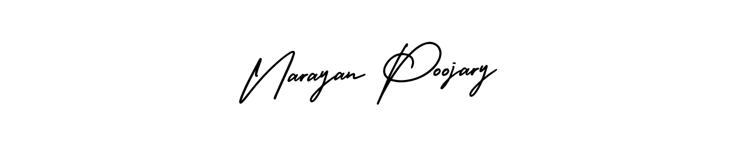The best way (AmerikaSignatureDemo-Regular) to make a short signature is to pick only two or three words in your name. The name Narayan Poojary include a total of six letters. For converting this name. Narayan Poojary signature style 3 images and pictures png