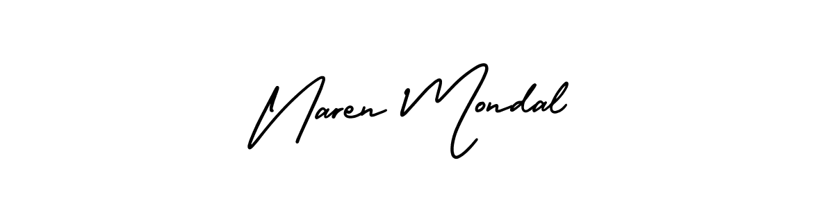 The best way (AmerikaSignatureDemo-Regular) to make a short signature is to pick only two or three words in your name. The name Naren Mondal include a total of six letters. For converting this name. Naren Mondal signature style 3 images and pictures png
