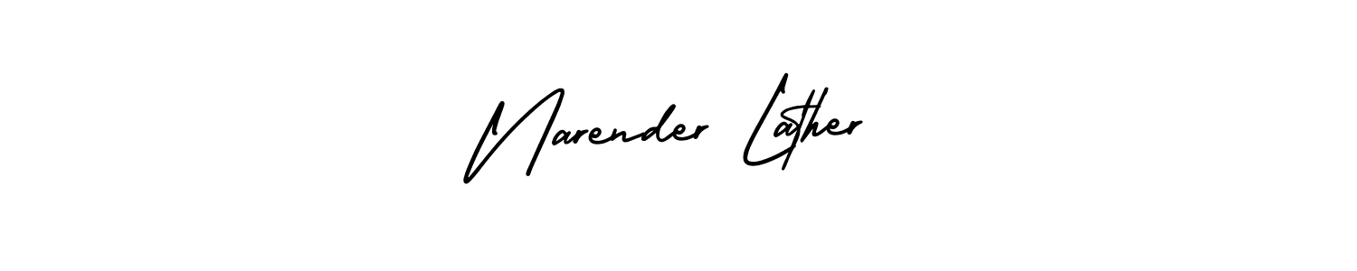 Narender Lather stylish signature style. Best Handwritten Sign (AmerikaSignatureDemo-Regular) for my name. Handwritten Signature Collection Ideas for my name Narender Lather. Narender Lather signature style 3 images and pictures png