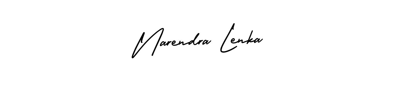 The best way (AmerikaSignatureDemo-Regular) to make a short signature is to pick only two or three words in your name. The name Narendra Lenka include a total of six letters. For converting this name. Narendra Lenka signature style 3 images and pictures png