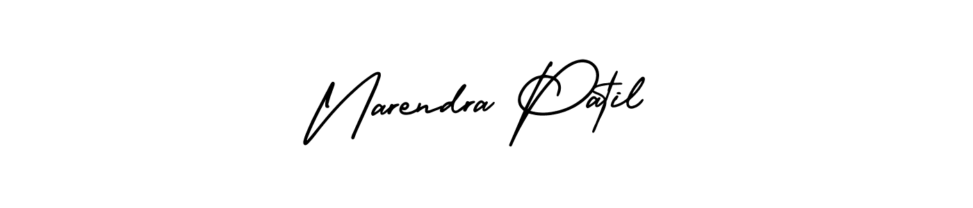 You should practise on your own different ways (AmerikaSignatureDemo-Regular) to write your name (Narendra Patil) in signature. don't let someone else do it for you. Narendra Patil signature style 3 images and pictures png