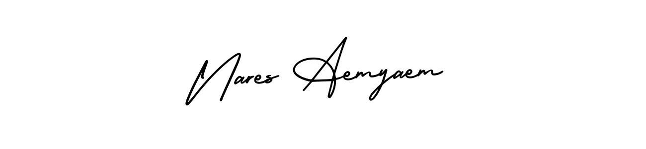 How to Draw Nares Aemyaem signature style? AmerikaSignatureDemo-Regular is a latest design signature styles for name Nares Aemyaem. Nares Aemyaem signature style 3 images and pictures png