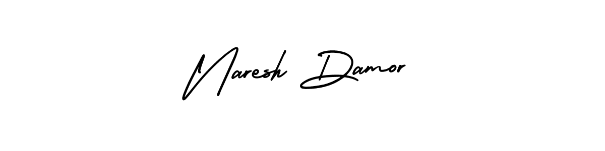 The best way (AmerikaSignatureDemo-Regular) to make a short signature is to pick only two or three words in your name. The name Naresh Damor include a total of six letters. For converting this name. Naresh Damor signature style 3 images and pictures png