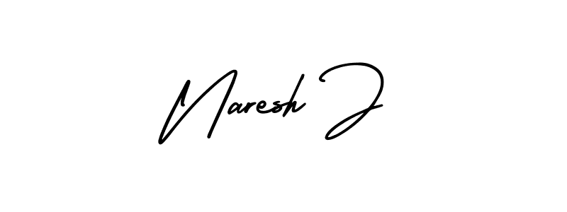 This is the best signature style for the Naresh J name. Also you like these signature font (AmerikaSignatureDemo-Regular). Mix name signature. Naresh J signature style 3 images and pictures png