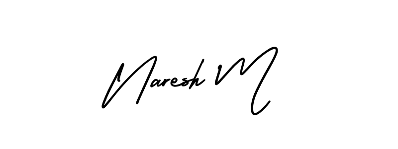 Naresh M stylish signature style. Best Handwritten Sign (AmerikaSignatureDemo-Regular) for my name. Handwritten Signature Collection Ideas for my name Naresh M. Naresh M signature style 3 images and pictures png