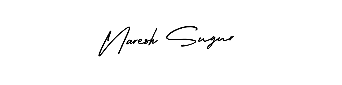 You should practise on your own different ways (AmerikaSignatureDemo-Regular) to write your name (Naresh Sugur) in signature. don't let someone else do it for you. Naresh Sugur signature style 3 images and pictures png