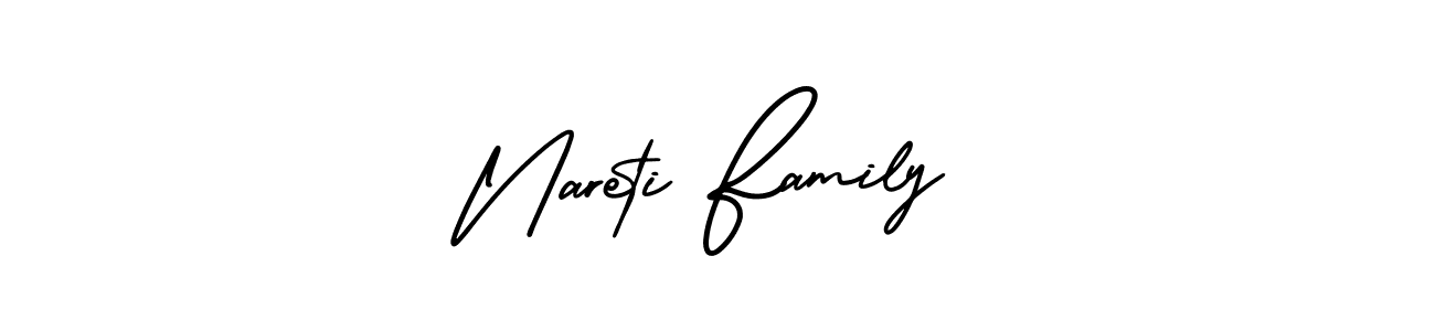 It looks lik you need a new signature style for name Nareti Family. Design unique handwritten (AmerikaSignatureDemo-Regular) signature with our free signature maker in just a few clicks. Nareti Family signature style 3 images and pictures png