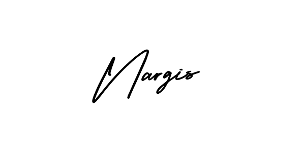 You should practise on your own different ways (AmerikaSignatureDemo-Regular) to write your name (Nargis) in signature. don't let someone else do it for you. Nargis signature style 3 images and pictures png