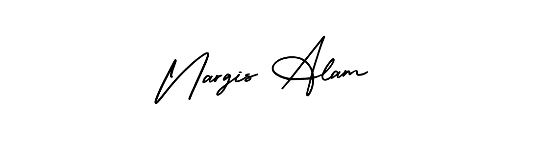 How to make Nargis Alam name signature. Use AmerikaSignatureDemo-Regular style for creating short signs online. This is the latest handwritten sign. Nargis Alam signature style 3 images and pictures png