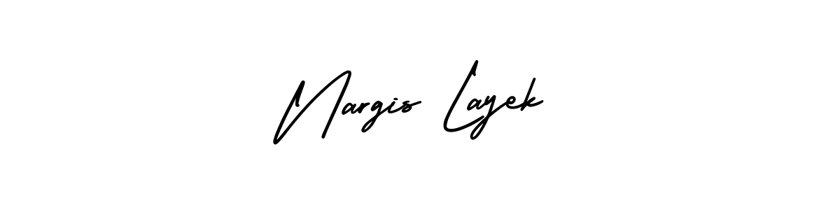 AmerikaSignatureDemo-Regular is a professional signature style that is perfect for those who want to add a touch of class to their signature. It is also a great choice for those who want to make their signature more unique. Get Nargis Layek name to fancy signature for free. Nargis Layek signature style 3 images and pictures png