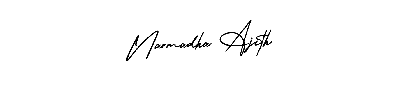 How to make Narmadha Ajith name signature. Use AmerikaSignatureDemo-Regular style for creating short signs online. This is the latest handwritten sign. Narmadha Ajith signature style 3 images and pictures png