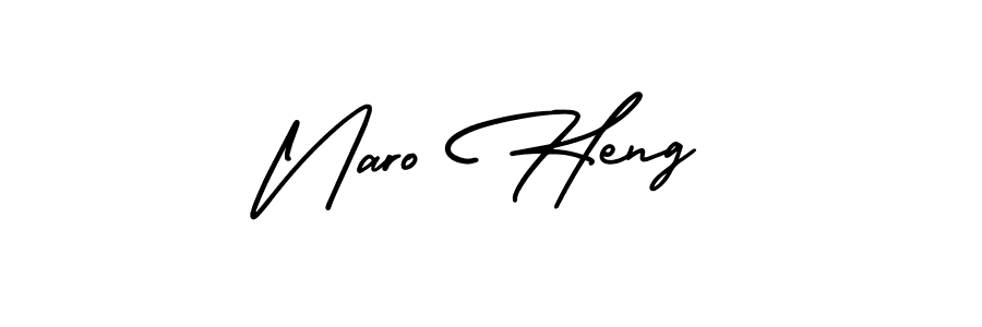 How to make Naro Heng name signature. Use AmerikaSignatureDemo-Regular style for creating short signs online. This is the latest handwritten sign. Naro Heng signature style 3 images and pictures png