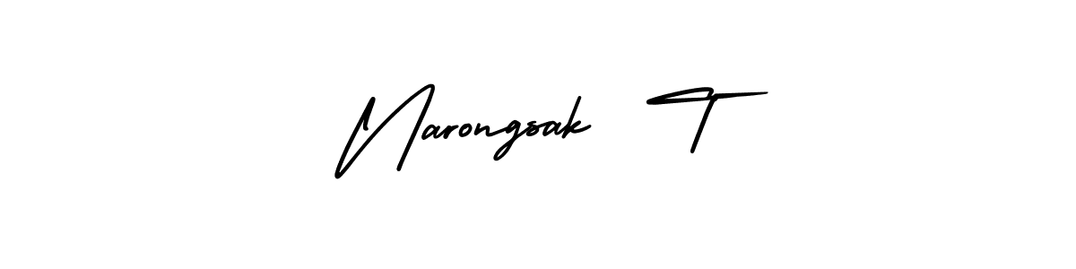 The best way (AmerikaSignatureDemo-Regular) to make a short signature is to pick only two or three words in your name. The name Narongsak  T include a total of six letters. For converting this name. Narongsak  T signature style 3 images and pictures png