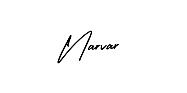 You should practise on your own different ways (AmerikaSignatureDemo-Regular) to write your name (Narvar) in signature. don't let someone else do it for you. Narvar signature style 3 images and pictures png