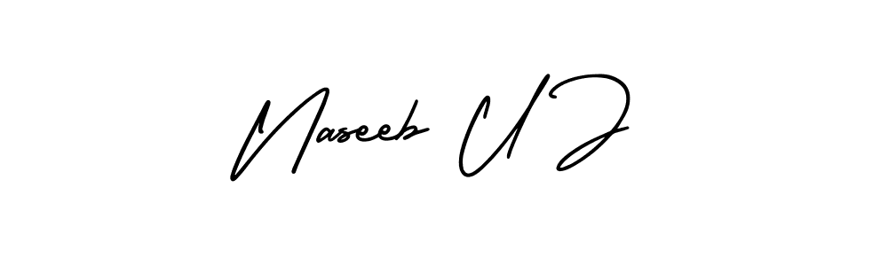 Also You can easily find your signature by using the search form. We will create Naseeb U J name handwritten signature images for you free of cost using AmerikaSignatureDemo-Regular sign style. Naseeb U J signature style 3 images and pictures png