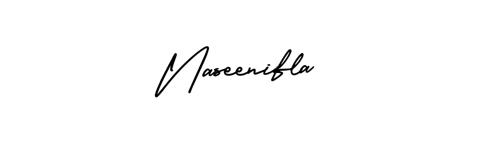 Use a signature maker to create a handwritten signature online. With this signature software, you can design (AmerikaSignatureDemo-Regular) your own signature for name Naseenifla. Naseenifla signature style 3 images and pictures png