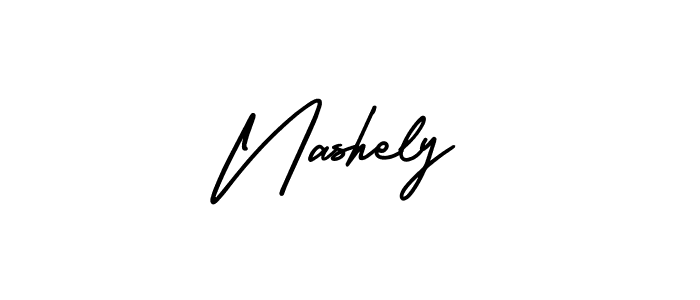 The best way (AmerikaSignatureDemo-Regular) to make a short signature is to pick only two or three words in your name. The name Nashely include a total of six letters. For converting this name. Nashely signature style 3 images and pictures png