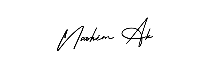 It looks lik you need a new signature style for name Nashim Ak. Design unique handwritten (AmerikaSignatureDemo-Regular) signature with our free signature maker in just a few clicks. Nashim Ak signature style 3 images and pictures png