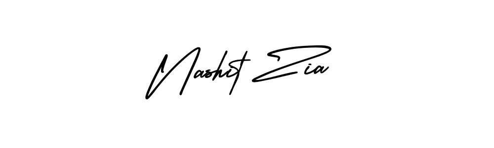 The best way (AmerikaSignatureDemo-Regular) to make a short signature is to pick only two or three words in your name. The name Nashit Zia include a total of six letters. For converting this name. Nashit Zia signature style 3 images and pictures png