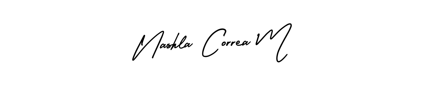 How to make Nashla Correa M name signature. Use AmerikaSignatureDemo-Regular style for creating short signs online. This is the latest handwritten sign. Nashla Correa M signature style 3 images and pictures png