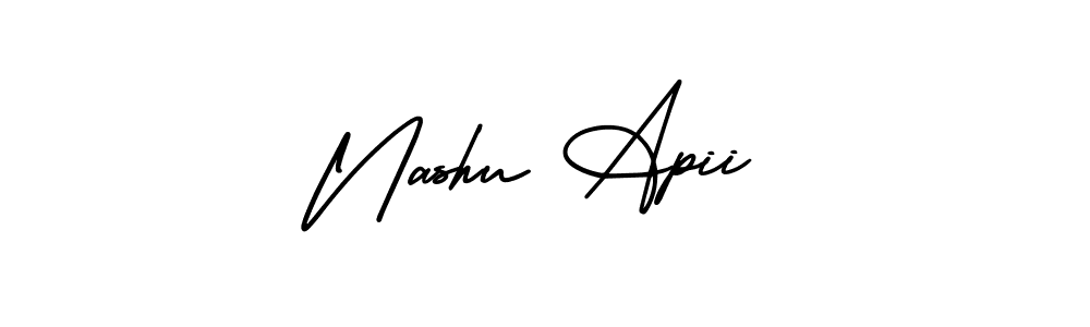 It looks lik you need a new signature style for name Nashu Apii. Design unique handwritten (AmerikaSignatureDemo-Regular) signature with our free signature maker in just a few clicks. Nashu Apii signature style 3 images and pictures png