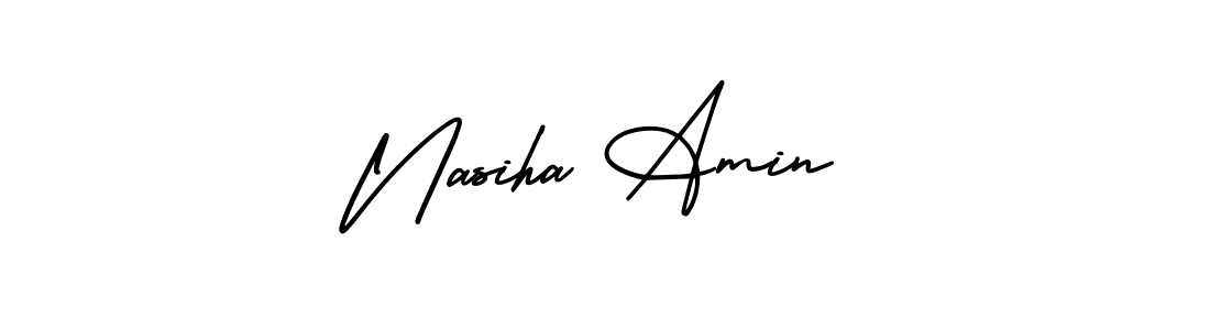 How to make Nasiha Amin name signature. Use AmerikaSignatureDemo-Regular style for creating short signs online. This is the latest handwritten sign. Nasiha Amin signature style 3 images and pictures png