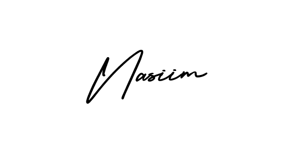Similarly AmerikaSignatureDemo-Regular is the best handwritten signature design. Signature creator online .You can use it as an online autograph creator for name Nasiim. Nasiim signature style 3 images and pictures png