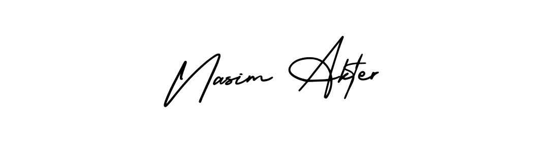 Also You can easily find your signature by using the search form. We will create Nasim Akter name handwritten signature images for you free of cost using AmerikaSignatureDemo-Regular sign style. Nasim Akter signature style 3 images and pictures png