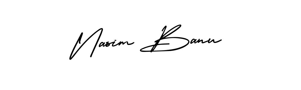How to Draw Nasim Banu signature style? AmerikaSignatureDemo-Regular is a latest design signature styles for name Nasim Banu. Nasim Banu signature style 3 images and pictures png